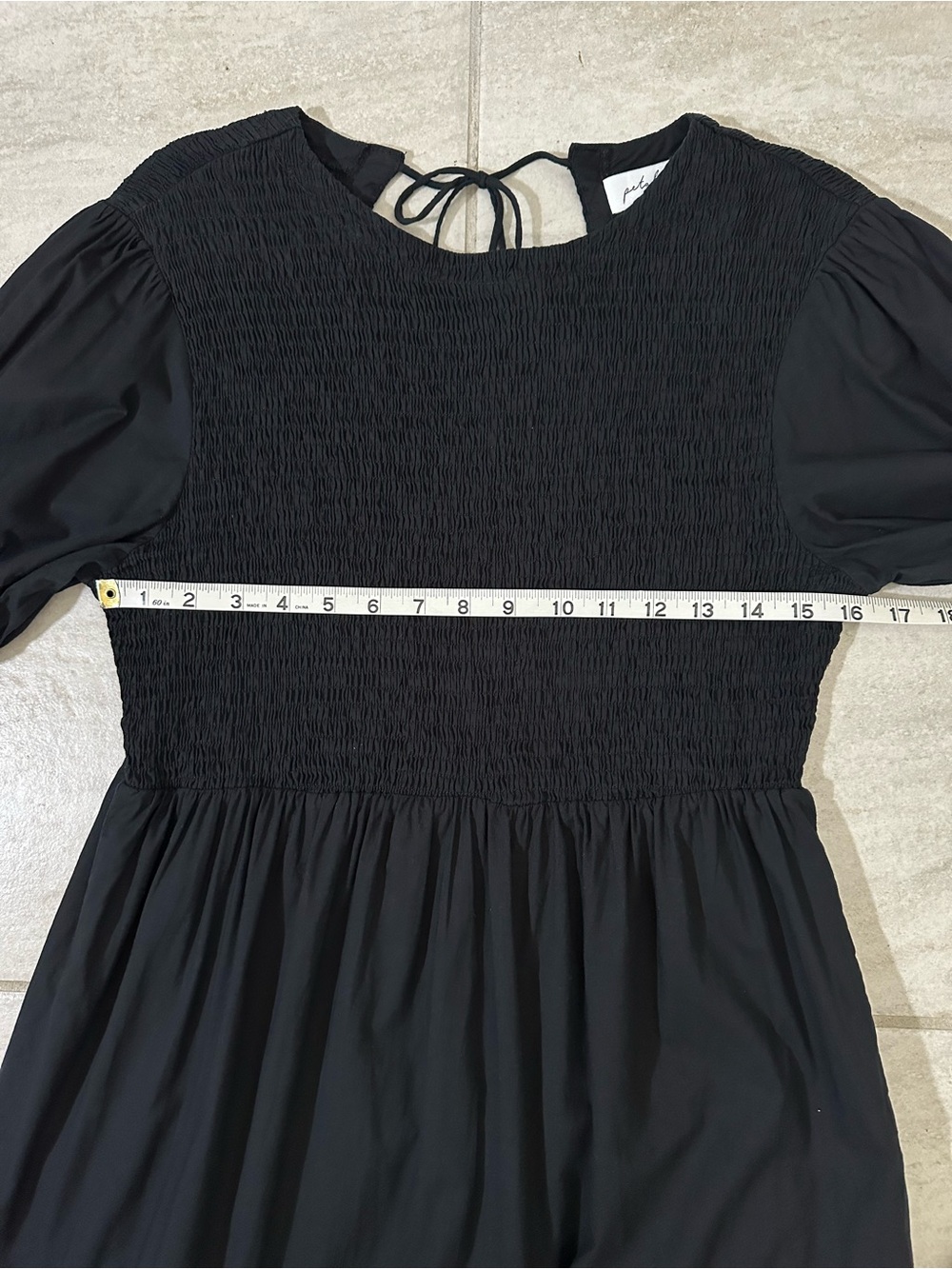 Petal & Pup Naura Black Shirred Tiered Midi Dress Smocked Puff-Sleeve Size 8 - Picture 9 of 10